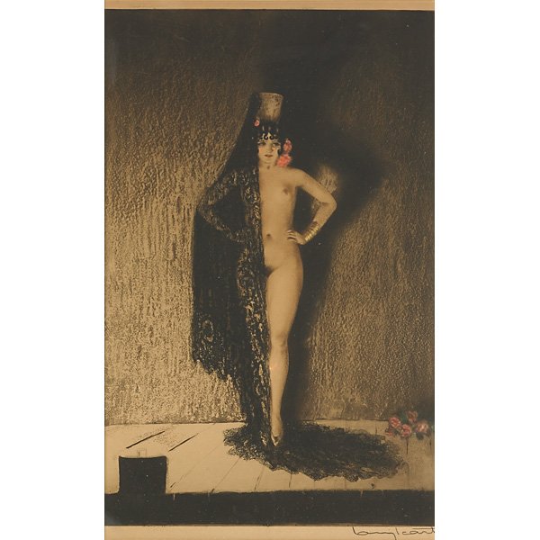 LOUIS ICART (French, 1888-1950): Etching in color on paper, "Conchita," 1929 (framed); Signed; 21 1/2" x 13"