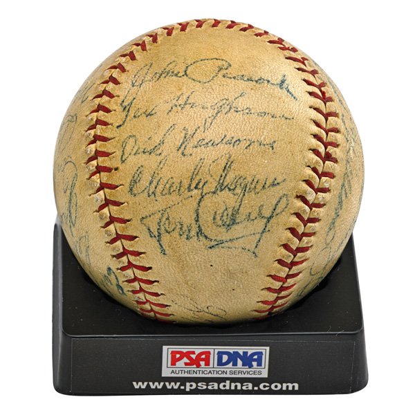 1941 BOSTON RED SOX AUTOGRAPHED BASEBALL: Signed by twenty-two players including Ted Williams, Lefty Grove and Jimmie Foxx; PSA Authenticity