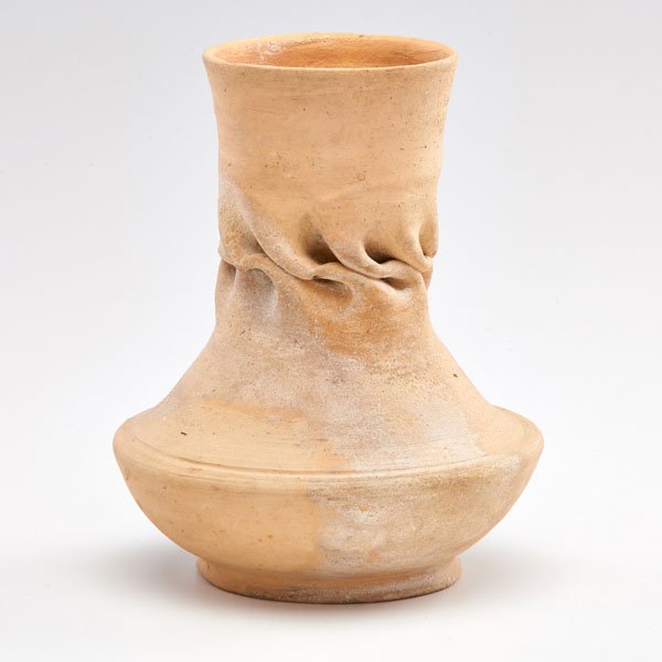 GEORGE OHR: Bisque vessel with in-body twist, Biloxi, MS, 1898-1910; Signed; 6 3/4" x 5" dia.