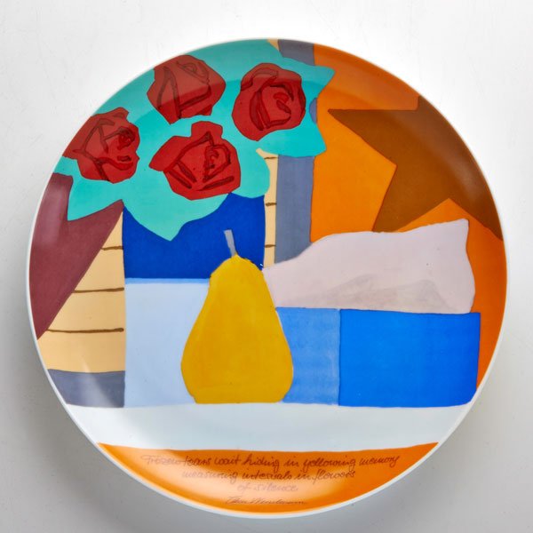 TOM WESSELMANN (American, 1931-2004): Glazed ceramic plate; "Frozen Tears,"1985; Produced by Rosenthal; Dia: 10 1/4"