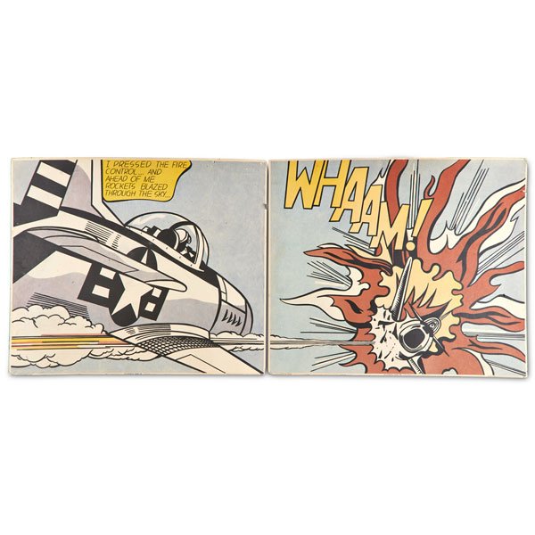 ROY LICHTENSTEIN (American, 1923-1997): Offset lithograph diptych; "Whaam!," 1963; Printed by Lautrec Photo Litho Ltd, UK; Published by The Tate Gallery, London; Each: 24 7/8" x 29 1/4" (sheet)