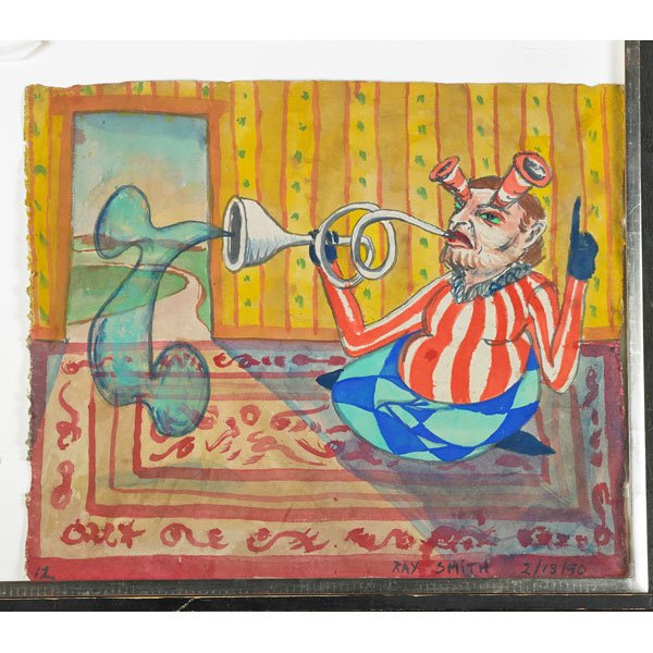 RAY SMITH (American, b. 1959): Watercolor on paper (framed); Untitled, 1990; Signed and dated; 24" x 29" (sheet)