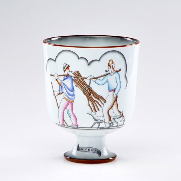 GIO PONTI; RICHARD GINORI: "Inverno" vase, Italy, 1980s; Marked; 7 1/2" x 6" dia.