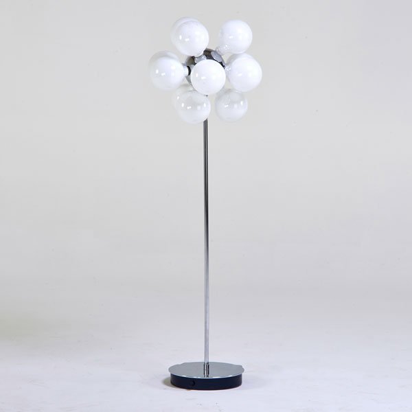 ROBERT SONNEMAN: Floor lamp with oversized bulbs, USA, 1970s; Chromed steel; Unmarked; 54" x 18" dia.