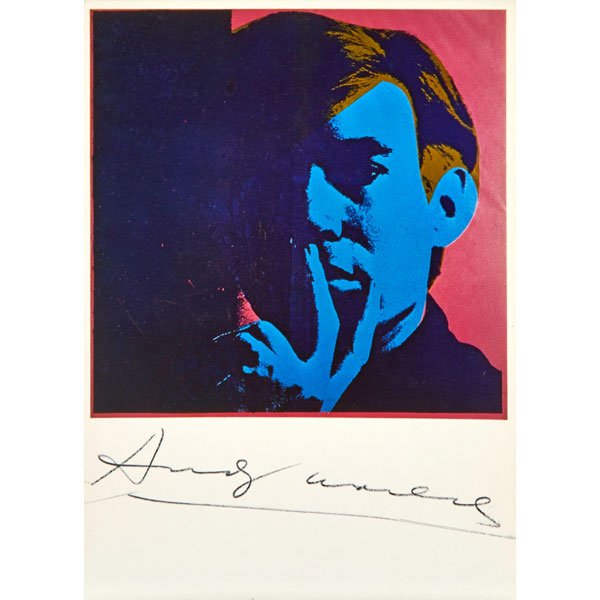 ANDY WARHOL (American, 1928-1987): Offset lithograph postcard; "Self Portrait," 1967; Signed; 6" x 4" (sheet)