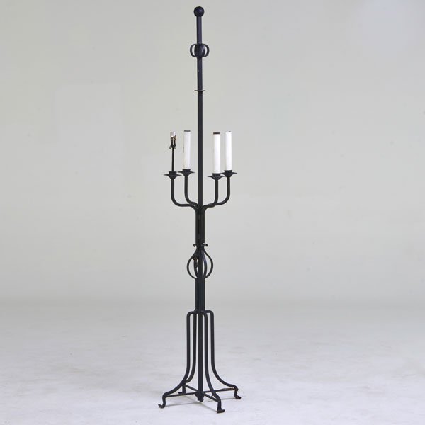 TOMMI PARZINGER STYLE: Floor lamp, USA, 1950s; Enameled iron; Unmarked; 74 1/2" x 15" dia.