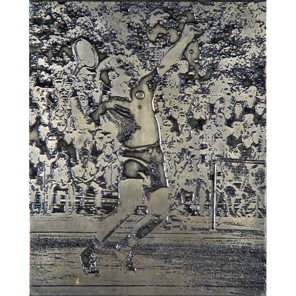 NAOMI SAVAGE (American, 1927-1995): Two works: Engraved metal plate, "Classic Form"; Photo collage, "Service Lunch," 1979, signed, dated and titled (both framed); Larger: 10 1/2" x 13 1/2" (sheet)