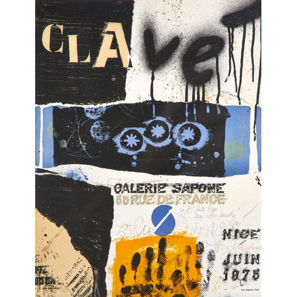 ANTONI CLAVE (Spanish, 1913-2005): Two lithograph in colors exhibition posters: Galere Sapone, Nice, Juin, 1975, signed and dedicated; Sala Gaspar, Barcelona, Maig - Juny, 1975, signed, dedicated and dated 1976, Both printed by Desjoba