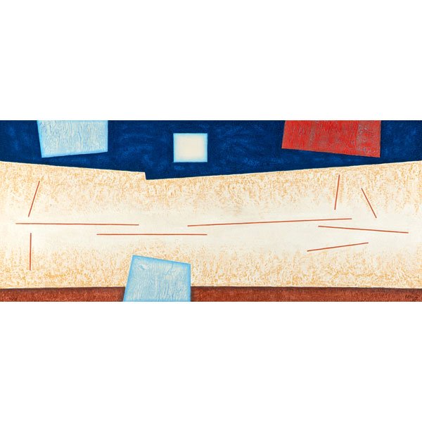 GUNTHER GERZSO (Mexican, 1915-2000): Mixograph print with handmade paper; "Meridional," 1995 (framed); Signed, dated and numbered 22/75; 17 1/4" x 40 1/4" (sheet)