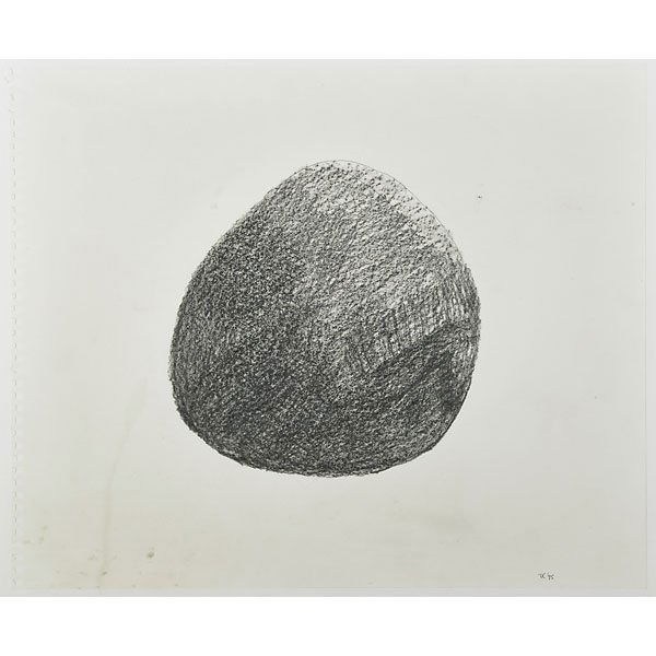 DAVID CULVER (American, b. 1951): Two graphite on paper (framed), both untitled, 1995, initialed and dated, larger: 14" x 17" (sheet); Together with three stone sculptures, one titled" Balancing Stone," all dated 1995, larger: 9 5/8"