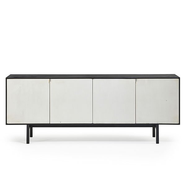 FLORENCE KNOLL; KNOLL ASSOCIATES: Cabinet (no. 541), New York, 1950s; Birch, lacquered wood, chromed steel; Manufacturer's label; 29" x 75 1/2" x 18"