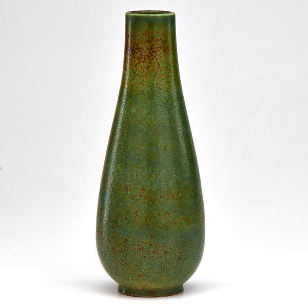GUNNAR NYLUND; RORSTRAND: Tall, tapering glazed stoneware vase, Sweden, 1950s; Marked; 11" x 4" dia.