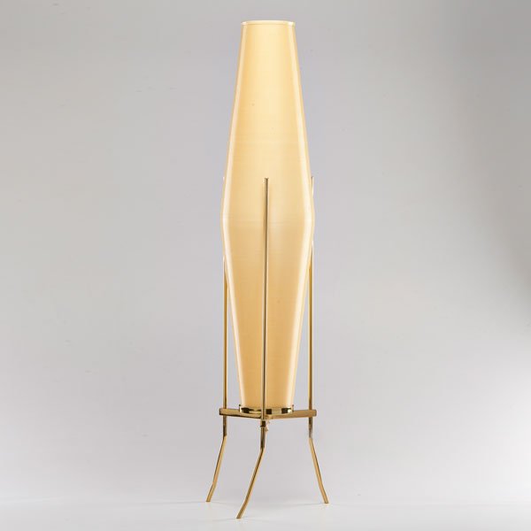 HEIFETZ: Rotoflex pendant light and two sconces, USA, 1950s; Ribbed and molded plastic, walnut, brass; All unmarked; Tallest: 32 3/4"