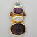 MULTI GEM AND 14K YELLOW GOLD BROOCH