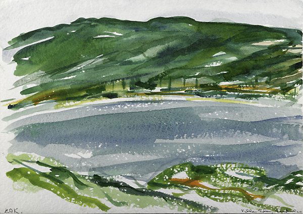 Elaine de Kooning (American, 1918-1989): Villa Eden; Watercolor on paper; Signed and titled; 9 1/2" x 13 3/8" (sheet); Provenance: Private Collection, New York