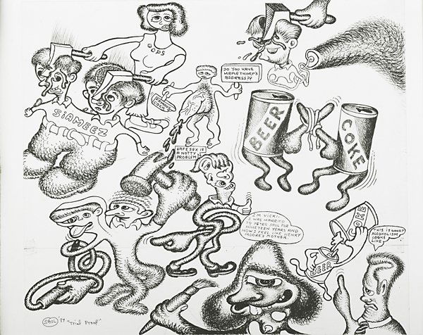 Peter Saul (American, b. 1934): Do you have Mapplethorpe's address?, 1989; Lithograph (framed); Signed, dated and noted Trial Proof; 15" x 18 3/4" (sheet); Provenance: Private Collection, New York