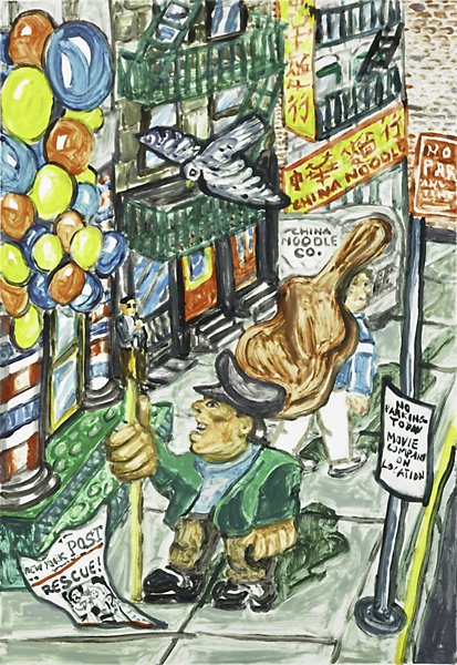 Red Grooms (American, b. 1937): Walker Street II, 1999; Monoprint in colors (framed); Signed, dated and titled; 30" x 22" (sheet); Provenance: Marlborough, New York (label on verso); Private Collection, Florida