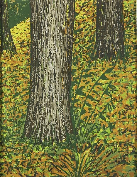 Robert Gober (American, b. 1954): Forest, 1992; Screenprint in colors on wallpaper (framed); 31 1/2" x 24 3/8" (framed); Provenance: Private Collection, New York
