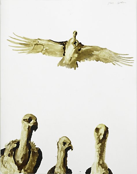 Alexis Rockman (American, b. 1962): California Condors, 1999; Mixed media on paper (framed); Signed; 11" x 8 1/2" (sheet); Provenance: Private Collection, New York