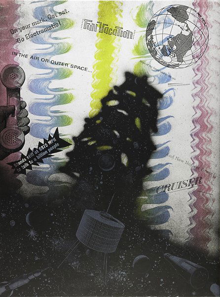 Kenny Scharf (American, b. 1958) and Ed Ruscha: The Cruiser, 1990; Lithograph in colors; Signed by both artist, dated and numbered 13/16; 35 3/4" x 27" (sheet); Provenance: Private Collection, New York