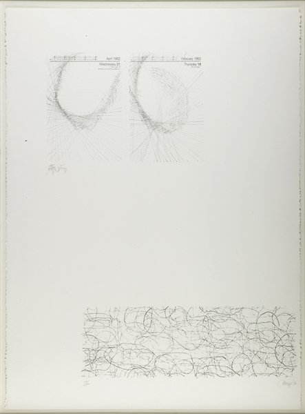 Joseph Beuys and John Cage (German, 1921–1986) and: Calendar, 1983; Offset lithograph (framed); Signed, dated and numbered 29/250; 30" x 22" (sheet); Provenance: Private Collection, Massachusetts