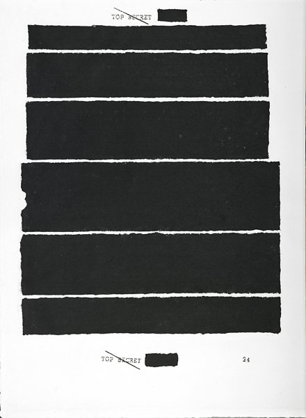 Jenny Holzer (American, b. 1950): Top Secret 24, 2012; Handmade paper; Signed; 35 1/2" x 27 1/2" (sheet); Provenance: Private Collection, New York