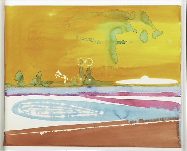 Alessandro Pessoli (Italian, b. 1963): Untitled (Horse), 200; Watercolor and bleach on paper (framed); Signed and dated; 15 3/4" x 19 3/4" (sheet); Provenance: Private Collection, New York