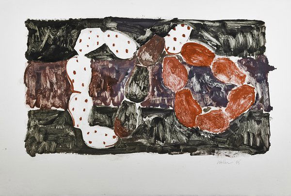 John Walker (British, b. 1939): Untitled, 2003; Two monoprints in colors; Each signed and dated; 24 1/4" x 35 1/2" (sheet) each; Provenance: Vermillion Limited Editions Collection, Minneapolis