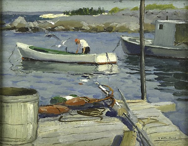 Harry Leith-Ross (America, 1886-1973): Fisherman of Middle Cove; Oil on board (framed); Signed; 8 1/4" x 10 3/8"; Private Collection, New Jersey
