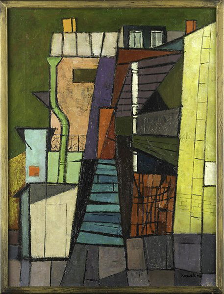 Claude Howell (American, 1915-1997): The Green Stairway, 1948; Oil on canvas (framed); Signed; 24" x 18"; Provenance: Private Collection, Vermont