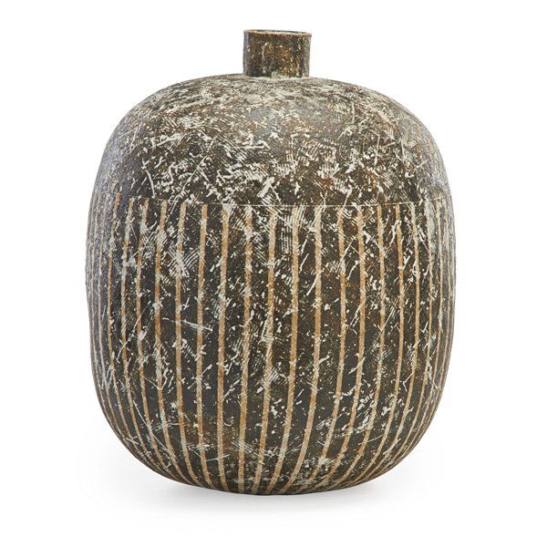 CLAUDE CONOVER Large vessel, "Auilic": CLAUDE CONOVER (1907 - 1994) Large glazed ceramic vessel, "Auilic," Ohio, 1970s; Signed and titled; 18 1/2" x 15"