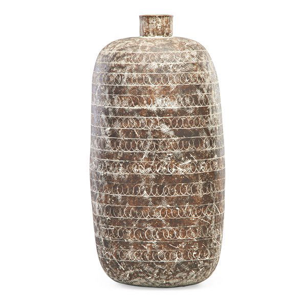 CLAUDE CONOVER Large vessel, "Kaxab": CLAUDE CONOVER (1907 - 1994) Large glazed stoneware vessel, "Kaxab," Ohio, 1970s; Signed and titled; 23" x 10"