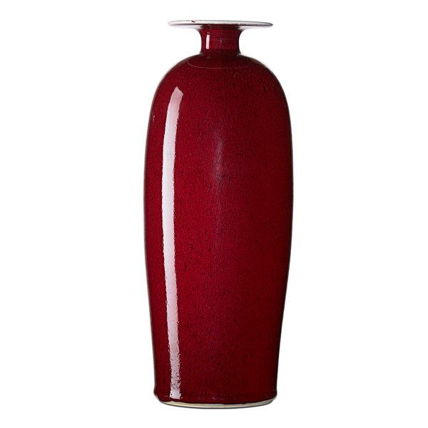 BROTHER THOMAS BEZANSON Tall porcelain vase: BROTHER THOMAS BEZANSON (1929 - 2007) Tall porcelain vase with wide rim, Copper Red glaze, Weston Vermont; Signed Benedictine Monks Weston, VT; 12 1/2" x 4 3/4"