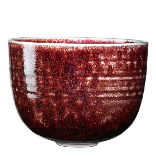 BROTHER THOMAS BEZANSON Porcelain bowl: BROTHER THOMAS BEZANSON (1929 - 2007) Large porcelain bowl, mottled Copper Red glaze, Weston, VT; Signed Benedictine Monks, Weston Vermont, ichthys symbol; 6 1/2" x 8 3/4"