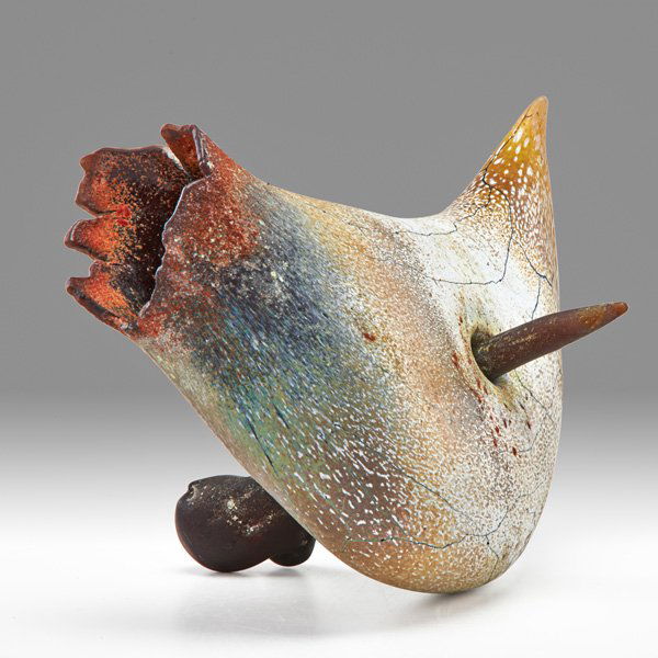 WILLIAM MORRIS Glass sculpture "Artifact Tooth": WILLIAM MORRIS (b. 1957) Two-part glass sculpture, "Artifact: Tooth," Washington, 1994; Signed and dated; 6 1/2" x 11 3/4" Provenance: One of a small edition made for a fundraiser at the Seattle Art M