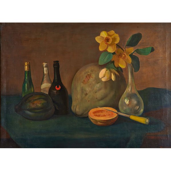 EDWIN BOOTH GROSSMAN (American, 1887-1957): Oil on linen still life (framed); Signed; 30" x 40"