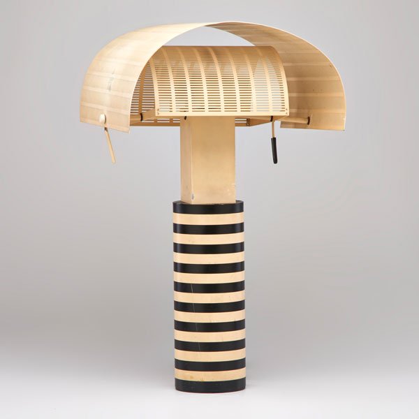 MARIO BOTTA; ARTEMIDE: Shogun" table lamp, Italy, 1980; Enameled steel; Impressed mark; As shown: 22 1/2" x 13 1/2" x 12 1/2