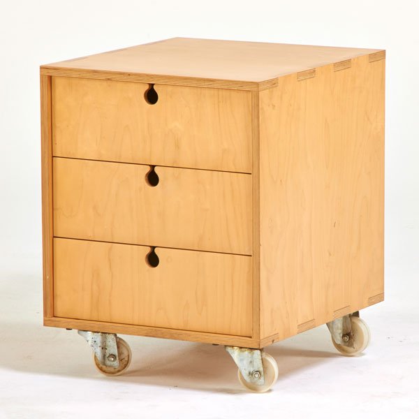 JASPER MORRISON; VITRA: Three-drawer cabinet, 20th c.; Birch plywood; Unmarked; 25" x 19 1/4" x 22"