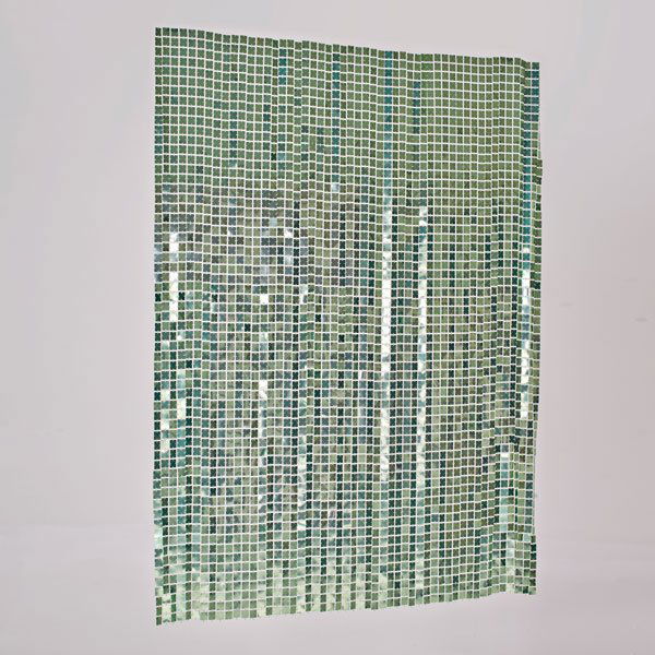 STYLE OF PACO RABANNE: Space Curtain" style hanging screen, 1970s; Metallic plastic squares joined by plastic clips; 73 1/2" x 84
