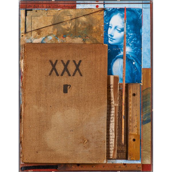 JOHN H. FINCHER (American, b. 1941): Four assemblages in plexiglass boxes; " An Artist's Life," "Capri," "Nautica," "Vienna"; Two signed and dated 2006; Each: 14" x 12" x 2 5/8"