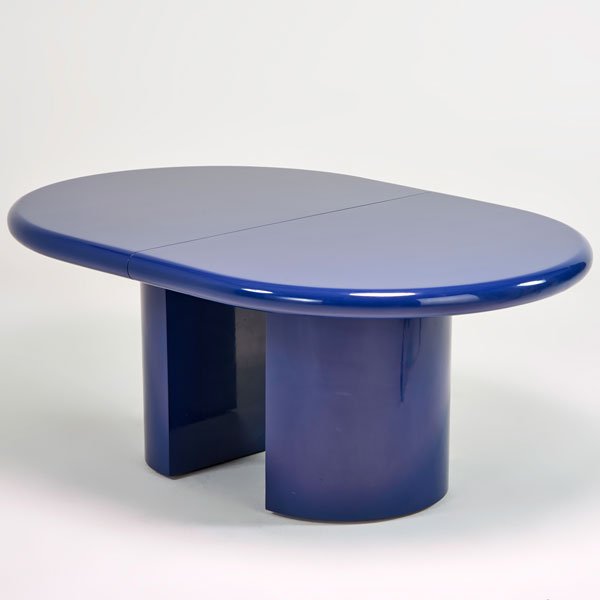 KARL SPRINGER; KARL SPRINGER LTD.: Extension dining table, New York, 1980s; Enameled wood; Unmarked; Closed: 30" x 72" x 48" with two 18" leaves