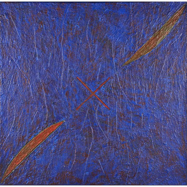 KAY WALKINGSTICK (American, b. 1935): Encaustic, acrylic and ink on canvas; " What Has Been, Is," 1982; 56" x 56" x 4 1/2"