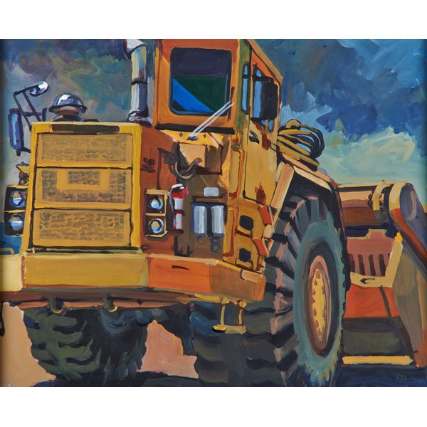 WORKS ON PAPER, 20th C.: Four: Jana Matusz (Jan Mazur) (American, 20th c.), gouache on paper, "Scraper, Newcastle, VA," 1998; Watercolor and pencil on paper of bull and dove signed Robert Reinhardt von Liski; Lithograph in co