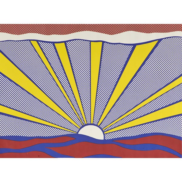 ROY LICHTENSTEIN (American, 1923-1997): Offset lithograph in colors; "Sunrise," 1965; 18 1/8" x 24"