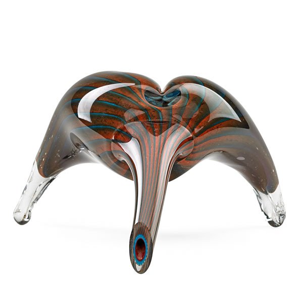 STEVE TOBIN: Experimental cased glass sculptural vessel, 1982; Signed and dated; 7 1/4" x 15 1/2"