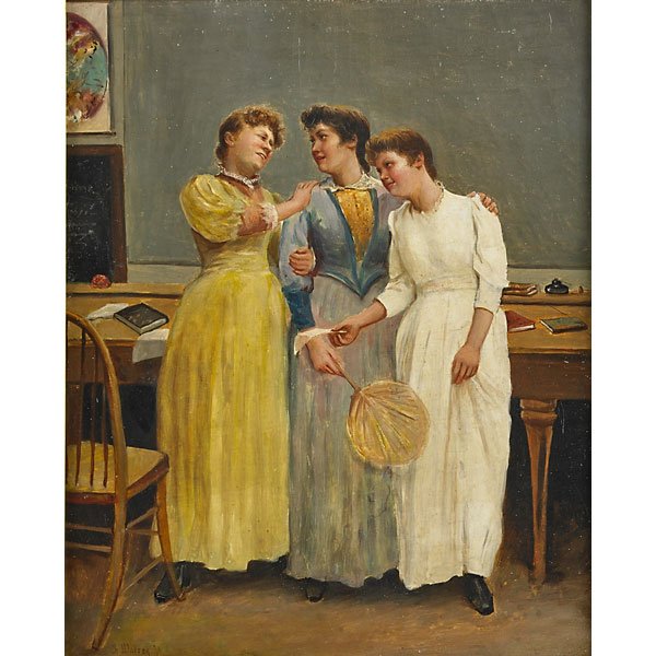 PORTRAIT OF THREE VICTORIAN WOMEN: Oil on canvas, 1896 (framed); Signed "Ch. Warren" and dated; 20" x 16 1/8"; Provenance: Estate of a Private Collector, New York