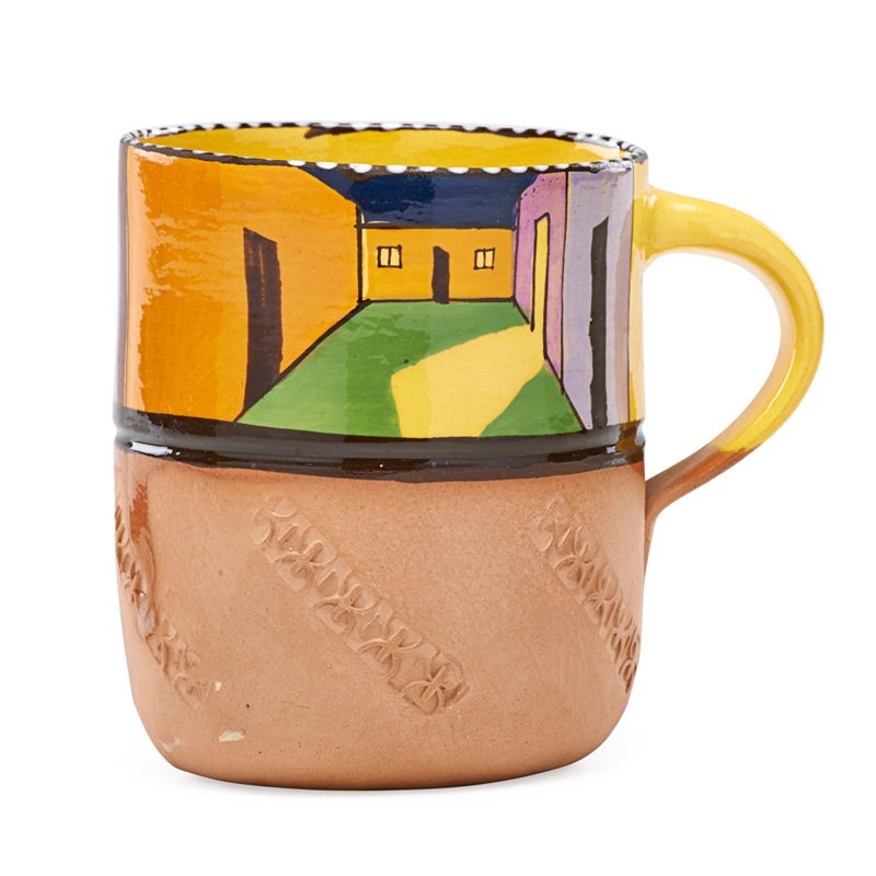 KEN PRICE Happy's Curios cup: KEN PRICE (1935 - 2012) Glazed ceramic cup, "Night Cup," from the Happy's Curios series, USA, 1970s; Unmarked; 3" x 3 1/2" Provenance: Private collection, New Mexico. Tally Richards Gallery of Contemp