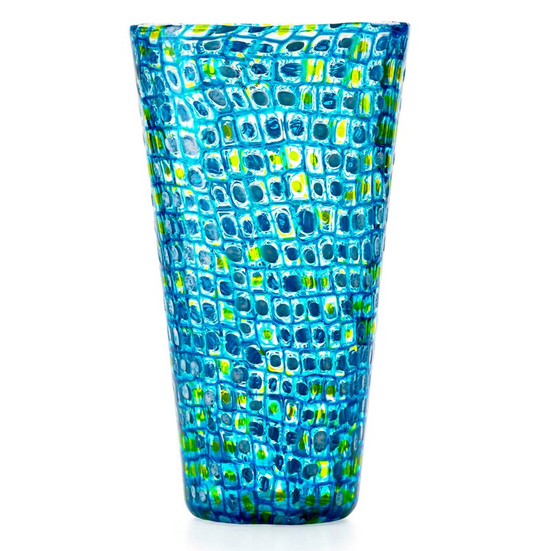 GIANNI VERSACE; VENINI Murrine glass vase: GIANNI VERSACE (1946 - 1997) VENINI Murrine glass vase, Murano, Italy, 2001; Etched Versace Venini 2001, original Venini decal label; 10 1/2" x 6"