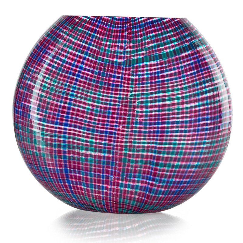 A. DE SANTILLANA DUNCAN; VENINI Scozzesi vase: ALESSANDRO DE SANTILLANA DUNCAN VENINI Scozzesi glass vase, Murano, 1985; Etched Venini Italia 85 A.D.S. with Venini Made in Italy decal label; 8 1/2" x 9"