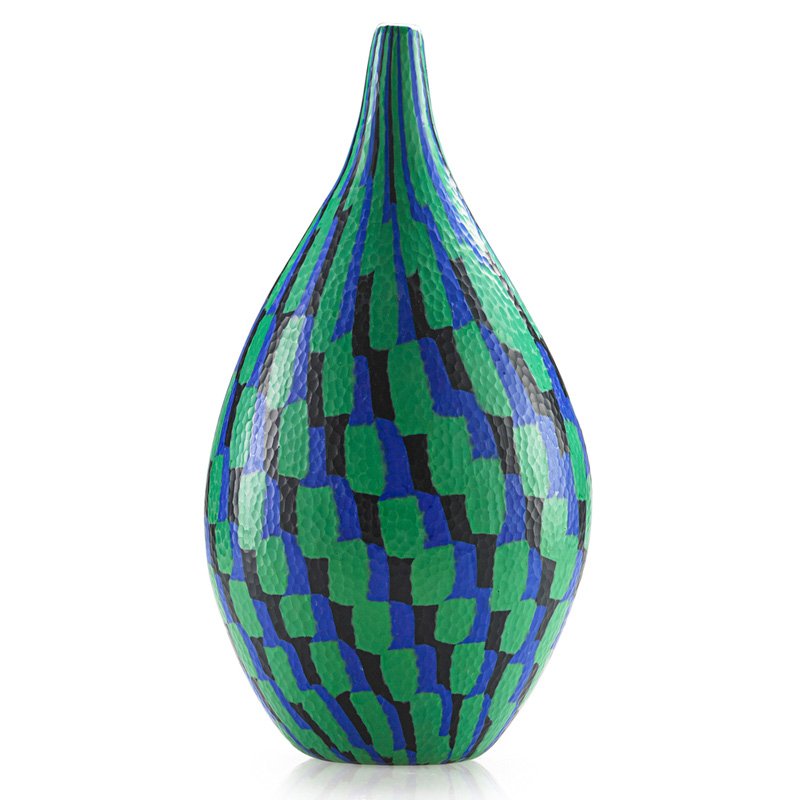 VITTORIO FERRO; FRATELLI PAGNIN Battuto glass vase: VITTORIO FERRO (b. 1932) FRATELLI PAGNIN Battuto glass vase, Murano, 2000; Etched Vittorio Ferro Pagnin 2000; 13" x 6"